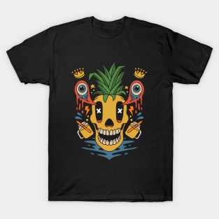 Skull Pineapple Illustration T-Shirt